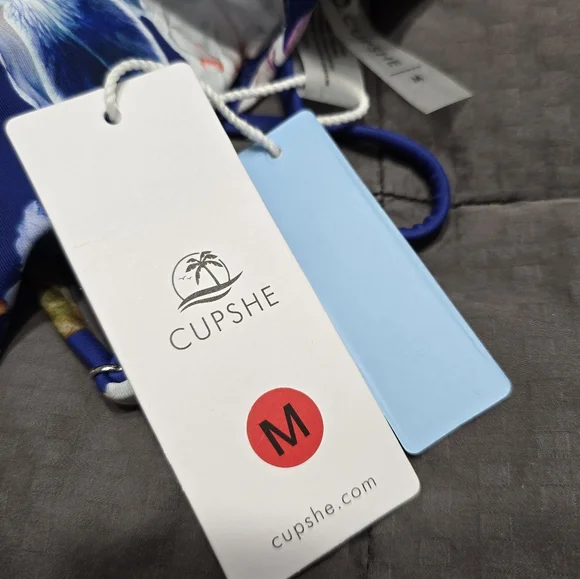 NWT Cupshe Blue Floral Strappy One Piece Swimsuit Women's Size Medium - Picture 8 of 10